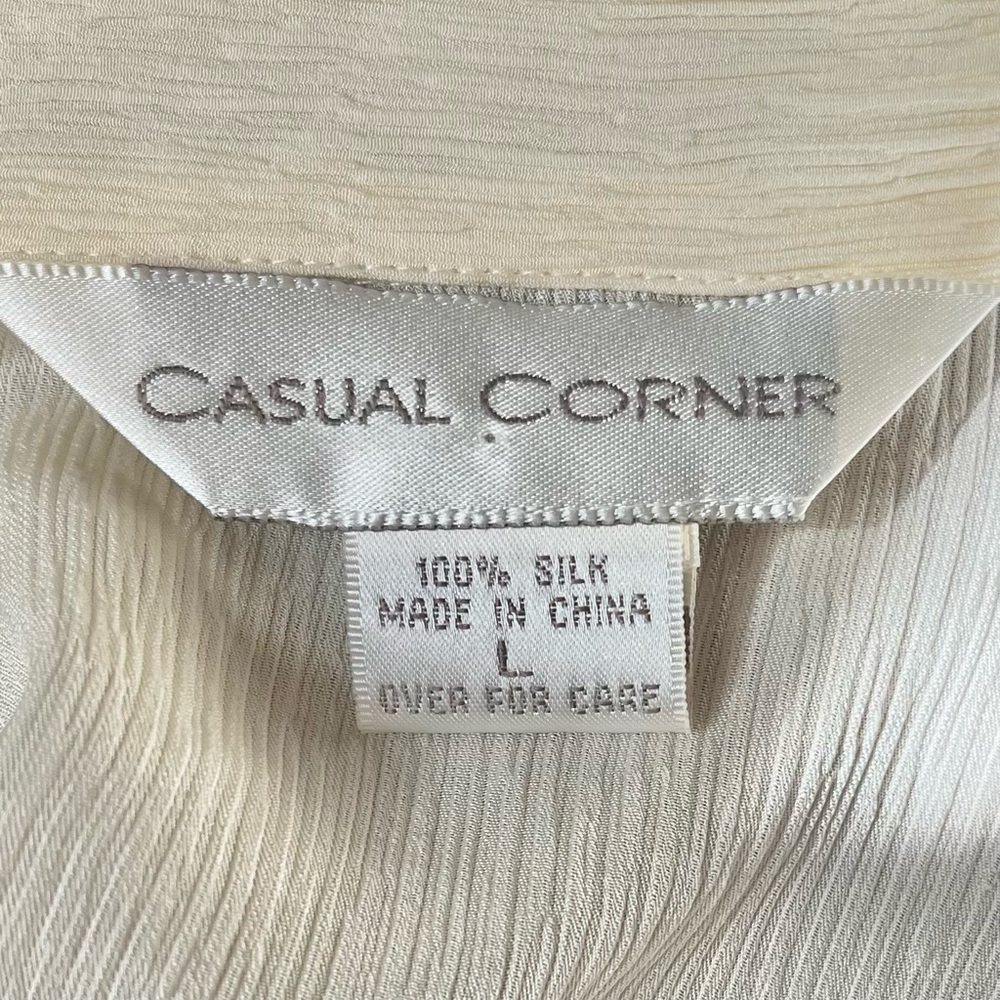 Vintage 100% Silk Butter Yellow Plisse Button Down Shirt Top Large Quiet Luxury - Picture 10 of 10